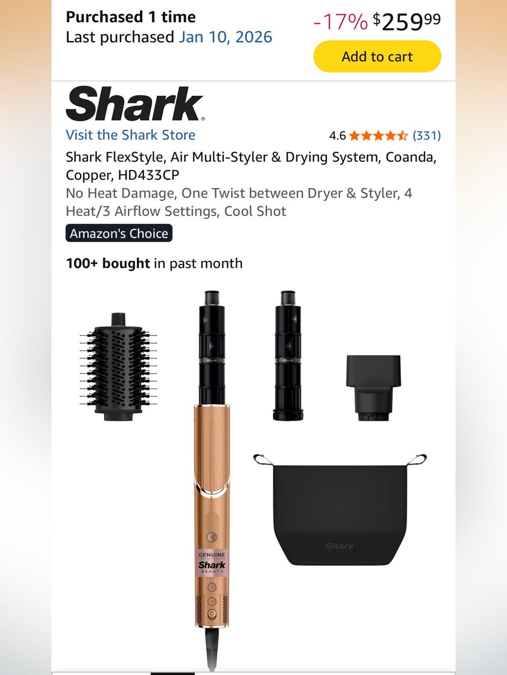 Shark FlexStyle Multi-Styler & Dryer in Copper – 4-Piece Women’s Hair Tool Set
